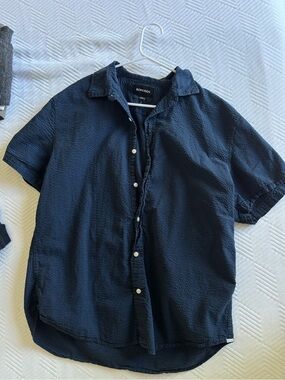 Bonobos Men's Short Sleeve Textured Button-Down Shirt — Dark Blue